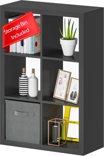 Miniatura 10 de furtble Estantería organizadora de almacenamiento de 8 cubos, moderna estantería abierta de madera, estante de exhibición multifuncional para sala