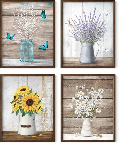 Miniatura 71 de HAUS AND HUES Arte de pared floral gris, juego de 4 pósteres de plantas para pared vintage, impresiones botánicas, cuadros de flores en blanco