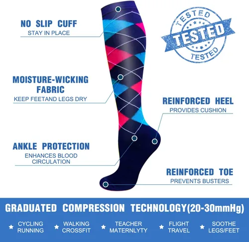 Miniatura 5 de 57 pares de calcetines de compresión de cobre para mujeres y hombres, circulación de 20-30 mmHg, el mejor apoyo para correr, atletismo, enfermería