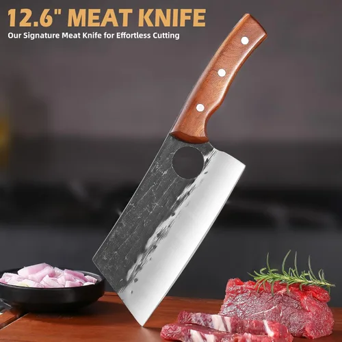 Miniatura 4 de Juego de 3 cuchillos de chef, juego de cuchillos de carnicero de cocina japonesa, cuchillos de chef serbios, cuchillos de deshuesado vikingos, acero