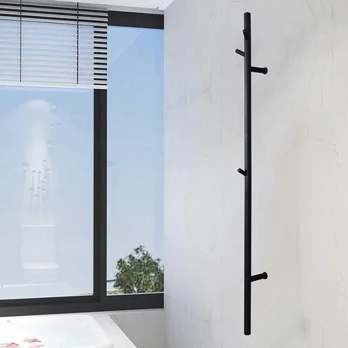 Miniatura 2 de Calentador de toallas eléctrico, toallero térmico con 3 ganchos, interruptor LED de acero inoxidable 304, calentador de toallas de baño montado
