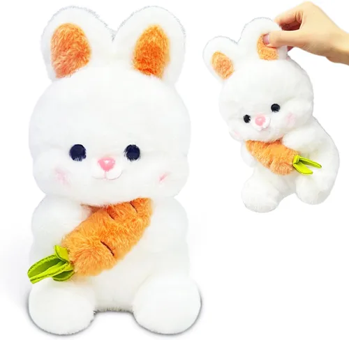 Miniatura 9 de Peluche de Oso Blanco de 10 pulgadas Juguetes de Animales de Peluche con Rosa, Peluches de Oso Polar Kawaii, Juguetes de Peluche de Animales Suaves