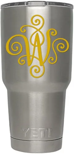 Miniatura 35 de Monogram - Calcomanía troquelada/vinilo adhesivo. Haga clic para opciones de color/letra. Disponible en cuatro colores y todas las letras de la A