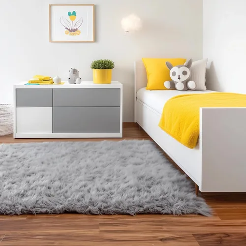 Miniatura 44 de Super Area Rugs - Alfombra de piel de oveja suave y esponjosa Gris oscuro