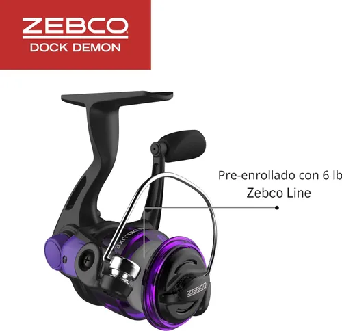 Miniatura 5 de Zebco Dock Demon - Carrete giratorio y caña de pescar, caña de fibra de vidrio duradera de 30 pulgadas, carrete de pesca anti-reversa QuickSet