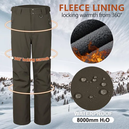 Miniatura 3 de Outdoor Ventures Lite - Pantalones deportivos impermeables y resistentes al viento para hombre, con forro polar, para senderismo, esquí, nieve