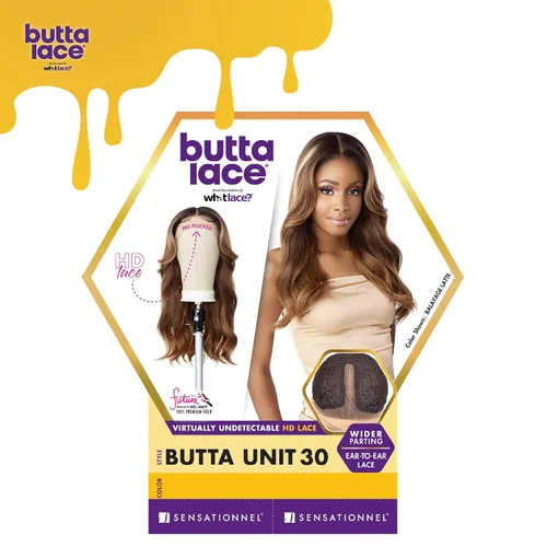 Miniatura 5 de Sensationnel Butta - Pelucas de encaje – Unidad 30 extra ancha de 5 pulgadas de profundidad, línea de cabello sintético previamente despuntada, sin