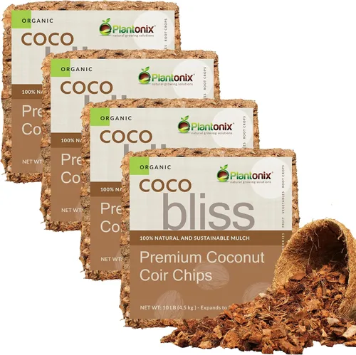 Miniatura 13 de Astillas de coco orgánico para plantas (4.5 kg) - Astillas de fibra de coco - Astillas de cáscara de coco para tierra de macetas, tierra de jardín