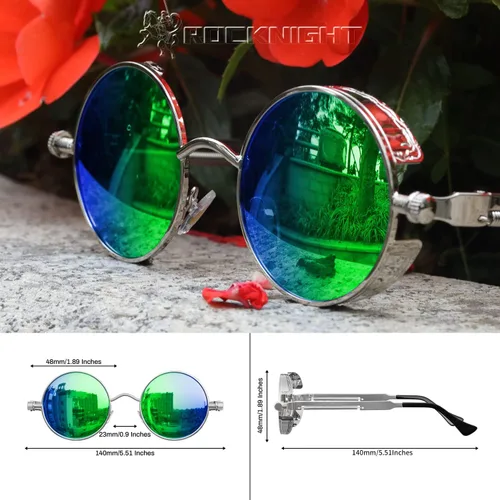 Miniatura 5 de ROCKNIGHT Gafas de sol Gothic Steampunk redondas polarizadas UV400 con protección unisex