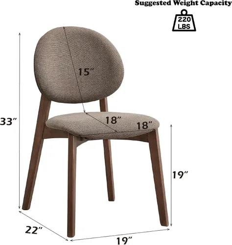 Miniatura 8 de Acme Hadasa - Silla auxiliar de lino y madera en color marrón y nogal (juego de 2)
