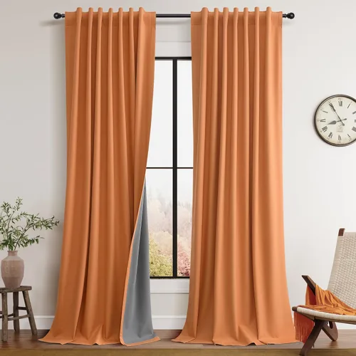 Miniatura 14 de Guken Cortinas opacas de lino, 2 paneles rústicos, elegantes, 100% opacas, con aislamiento térmico, banda de ganchos y trabilla trasera, 52 x 84