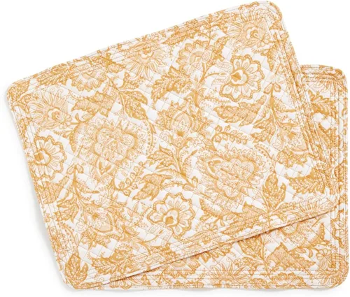 Vera Bradley Juego de 2 manteles individuales reversibles de algodón Java Gold - Algodón reciclado