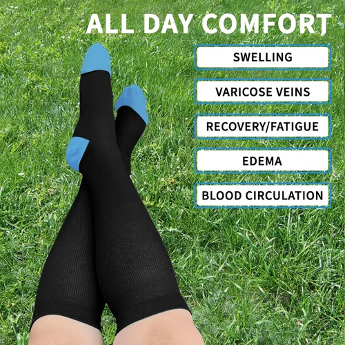 Miniatura 2 de Calcetines de compresión de talla grande para mujeres y hombres, medias de compresión hasta la rodilla de 20-30mmHg, calcetines de soporte, XL-4XL