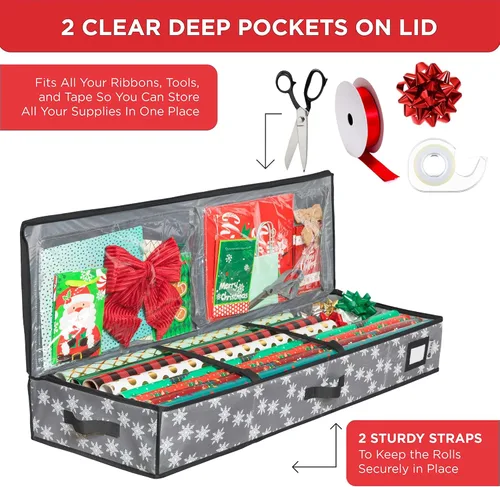 Miniatura 4 de HOLDN' STORAGE Contenedor de almacenamiento de papel de regalo de alta calidad, duradero 600D a prueba de desgarros, se adapta a 27 rollos de papel