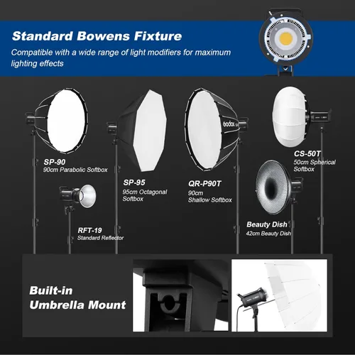 Miniatura 4 de Godox Paquete de 2 kits de iluminación LED COB profesional SL100Bi, kit de luz continua bicolor con 2 soportes de luz, 2 cajas de luz, 1 reflector 5
