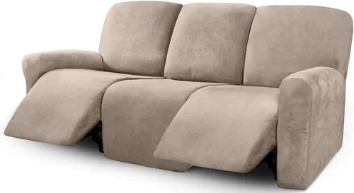 Miniatura 18 de ULTICOR Fundas de terciopelo para sofá reclinable de 8 piezas, fundas elásticas para sofá reclinable de 3 cojines, fundas para muebles, fundas