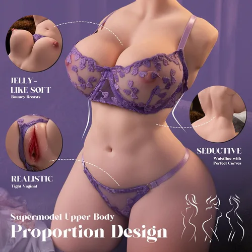 Miniatura 4 de Sexpower Muñeca sexual femenina realista de tamaño real de 30 libras, juguetes para adultos para hombres con enormes pechos de gelatina súper suaves