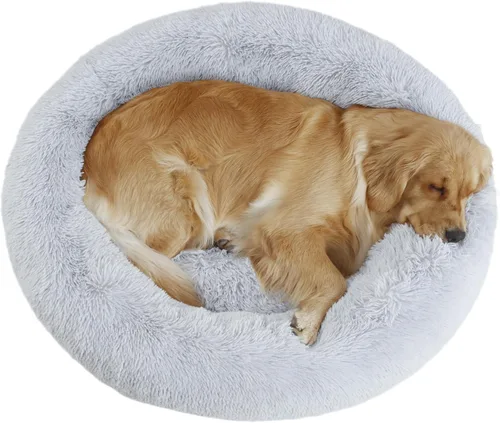 Miniatura 17 de Bunlitent Cama para perro de 23 pulgadas, cama calmante antiansiedad para perros pequeños, cama de dona, cálida, acogedora, suave, linda, redonda