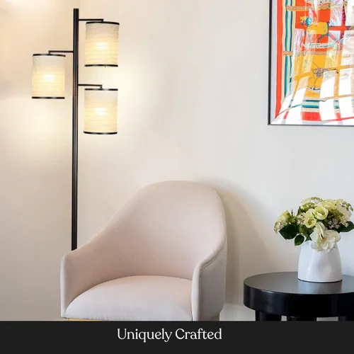 Miniatura 8 de Brightech Liam - Lámpara de pie, gran decoración de sala de estar, lámpara de árbol para oficinas, lámpara de pantalla de linterna asiática