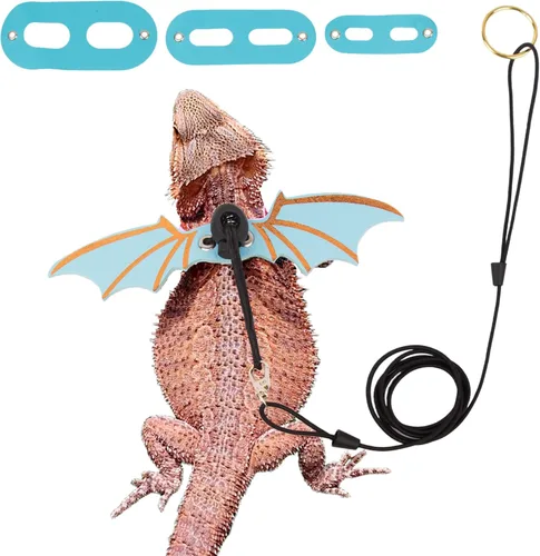 Miniatura 8 de ADOGGYGO Arnés de correa de dragón barbudo, paquete de 3 tamaños de arnés de ala de lagarto naranja con correa extraíble para reptiles de lagarto