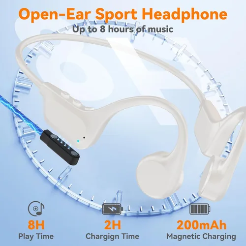 Miniatura 8 de Auriculares de natación impermeables IP68, auriculares Bluetooth 6.0 de conducción ósea, reproductor MP3 integrado de 32 GB, diseño suave y ligero