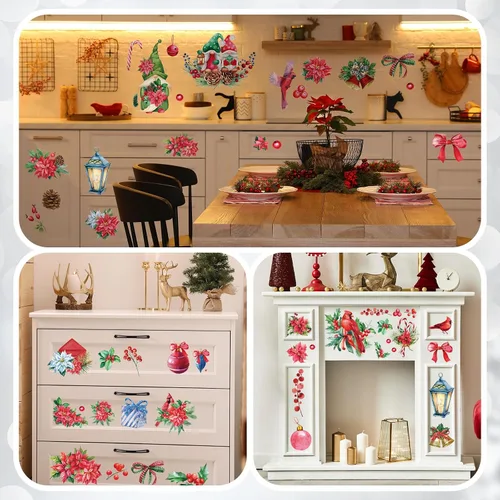 Miniatura 7 de Lincia 10 hojas de calcomanías para transferencia de manualidades y muebles, calcomanías de muñeco de nieve, gnomo de reno, vintage