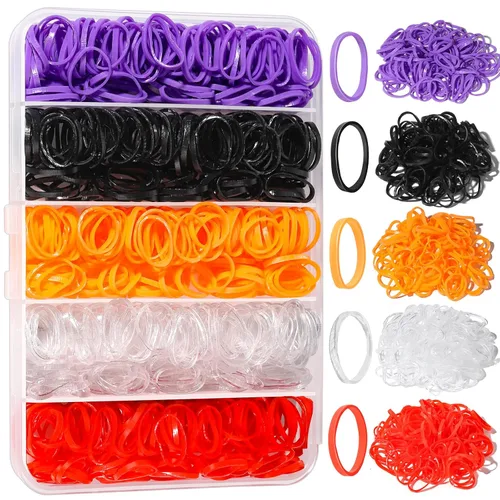 YGDZ - Bandas de goma para el cabello, 5 colores, 600 unidades de cintas elásticas para el cabello con caja organizadora, bandas pequeñas para el