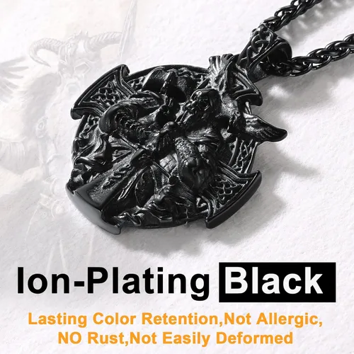 Miniatura 7 de U7 Wiccan Necklace Pagan Pendant Men Women Stainless SteelBlack18K Gold Plated PentagramNorse VikingRaven Occult Necklaces