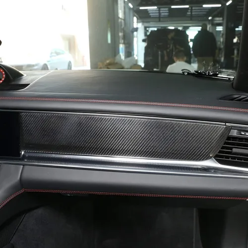 Miniatura 3 de YIWANG Cubierta de panel de decoración de consola central de fibra de carbono 100% real, 3 piezas para Porsche Panamera 2017-2020, accesorios