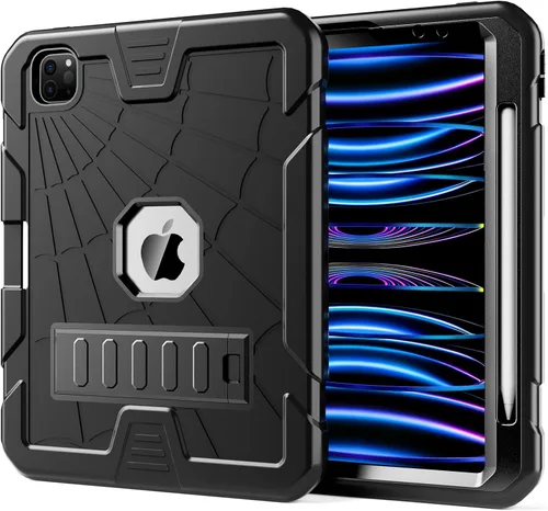 TSQQST Funda para iPad Pro de 11 pulgadas de 4ª generación 2022 con soporte para lápices, protección de cuerpo completo a prueba de niños, funda con