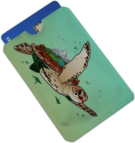 Miniatura 2 de Juego de 4 fundas para monedero con diseño de tortuga marina, para tarjetas de crédito, RFID.
