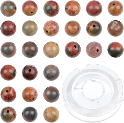Miniatura 10 de Bymitel - Cuentas redondas de jade blanco natural de 5/32 de pulgada, 210 unidades de piedras preciosas auténticas para bricolaje y fabricación
