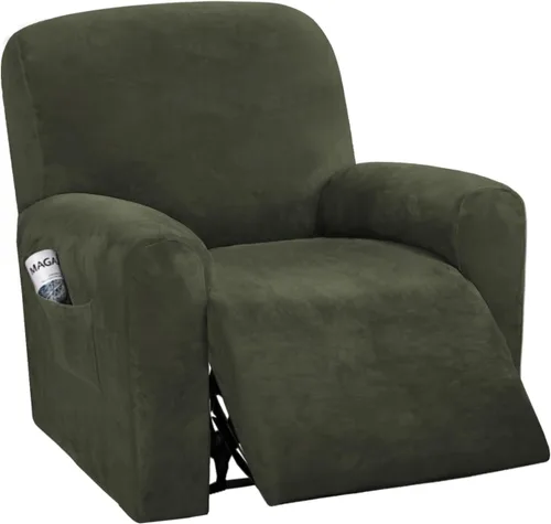 Miniatura 16 de H.VERSAILTEX Fundas elásticas de terciopelo para sillón reclinable, fundas para silla reclinable estilo de 4 piezas, funda para sillón reclinable