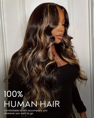 Miniatura 2 de Arabella 5x6 Pelucas listas para usar sin pegamento de cabello humano 1B/27 con encaje frontal resaltado, pelucas de cabello humano con densidad