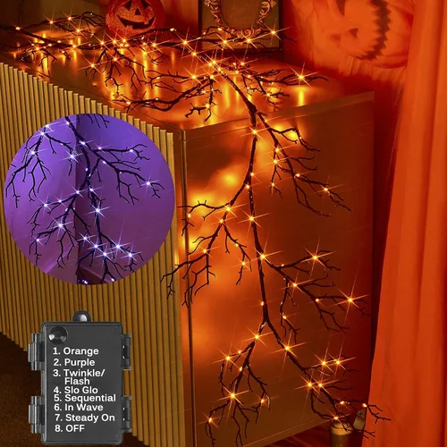 Miniatura 10 de Hairui - Guirnalda de bayas rojas con luces de 6 pies, funciona con pilas con temporizador, guirnalda iluminada con 120 luces de hadas LED