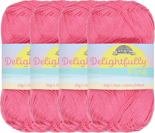 Miniatura 67 de JubileeYarn - Ovillo de hilo deliciosamente fino, 1.76 oz/madeja de rayón de bambú, color rosa polvo, 4 madejas