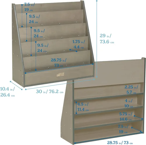 Miniatura 3 de ECR4Kids Streamline - Expositor de libros de una sola cara con almacenamiento, estantería para aula, color gris lavado