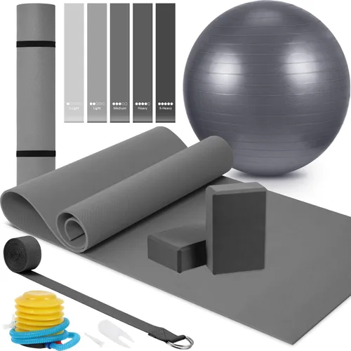 Miniatura 8 de El kit de iniciación de yoga de 10 piezas incluye esterilla de yoga con correa de transporte, 2 bloques de yoga, correa de yoga, pelota de pilates