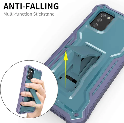 Miniatura 5 de Funda para Samsung Galaxy A02S, protección de grado militar, doble capa, a prueba de golpes, con protector de pantalla HD de vidrio templado y Azul