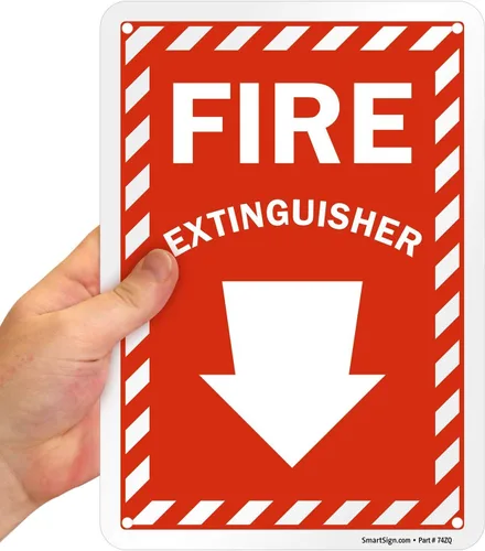 Miniatura 2 de SmartSign Letrero "Extintor de incendios" de 10 x 7 pulgadas con flecha hacia abajo y agujeros pre-limpiados, impreso digitalmente, plástico HDPE