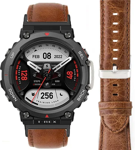 Miniatura 7 de Lamshaw Compatible con Amazfit T-Rex 2 Band, correa de cuero de silicona transpirable de repuesto para reloj inteligente compatible con Amazfit