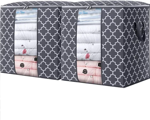 Miniatura 11 de WISELIFE Bolsas de Almacenamiento [3 Unidades/100L] Contenedores Grandes de Organización y Almacenamiento de Mantas y Ropa para Edredones, Ropa