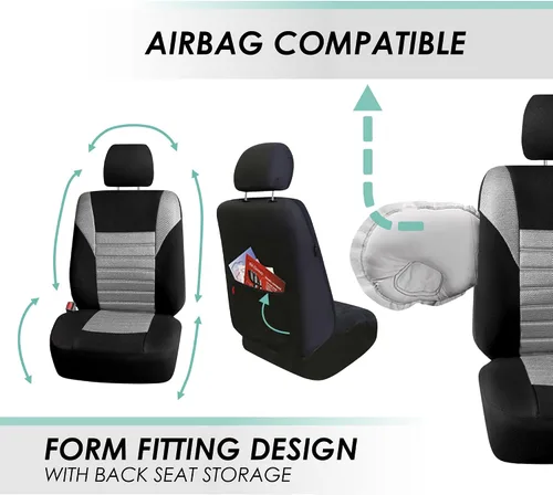 Miniatura 4 de TLH - Fundas de asiento automotrices de malla de aire 3D, solo para asientos delanteros, compatibles con bolsa de aire, ajuste universal para Gris
