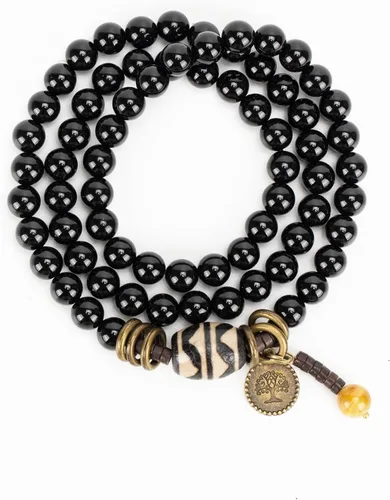 Misfrss Pulsera bohemia con cuentas verdes para hombre, diseño de árbol de la vida, curación de ansiedad, joyería para hombre, joyería de piedra