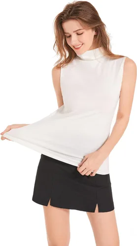 Miniatura 2 de Sunfaynis Camisa de algodón suave con cuello alto falso para mujer, camiseta de ropa