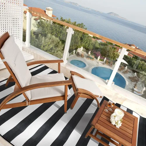 Miniatura 3 de Alfombra de Paja de Plástico, 9'x12' Alfombras de Patio Impermeables para Exteriores Plegables Reversibles Estera de Camping para Caravana, Terraza