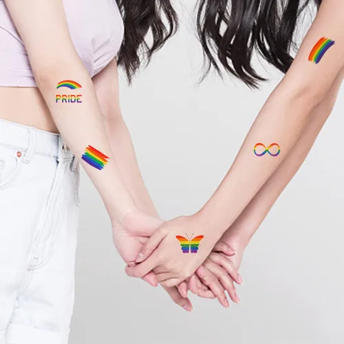 Miniatura 5 de CCINEE 40 hojas de tatuajes de orgullo arco iris, tatuajes de orgullo gay, impermeables, tatuajes temporales LGBT, calcomanías de tatuaje de arco