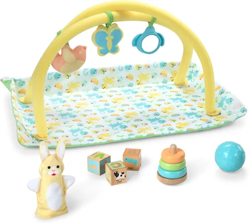 Melissa & Doug Mine to Love - Juego de tiempo de juego para muñecas con gimnasio de actividades, apisonadora, bloques y más (16 piezas)
