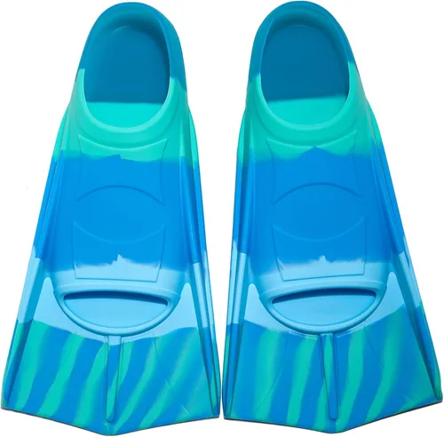Miniatura 19 de Aletas de natación para niños, aletas cortas para niños y jóvenes, aletas de natación para entrenamiento de natación para niños, niñas, niños Azul