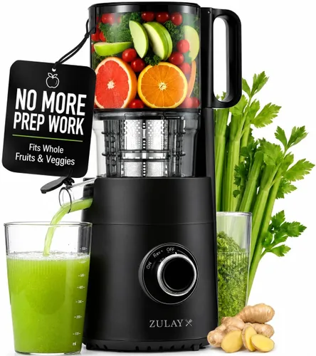 Miniatura 12 de Zulay Kitchen Exprimidor de prensa en frío – Exprimidor de masticación lenta de alto rendimiento de jugo con canal de alimentación extra ancho
